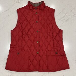 EDDIE BAUER Womens Red EB550 Goose Down Quilted Insulated Vest‎ Sz L